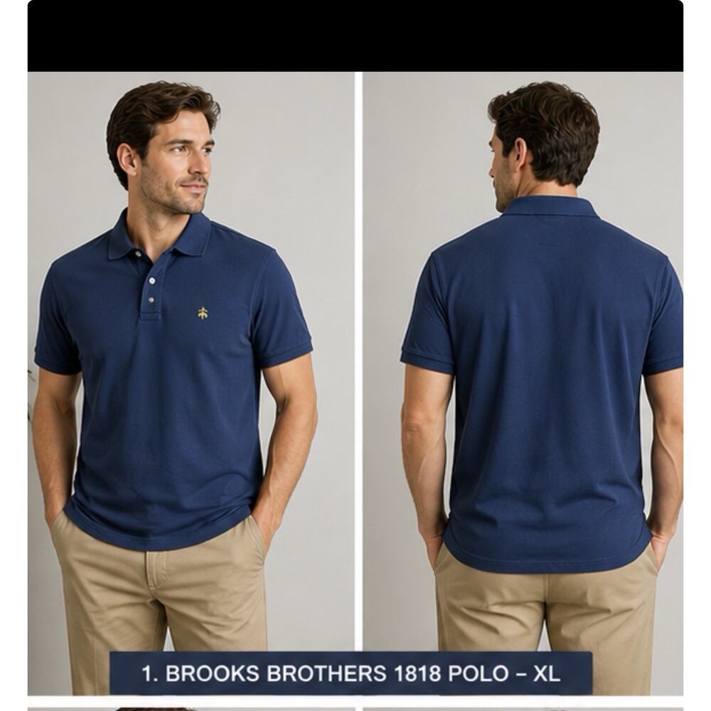Brooks Brothers 1818 Polo Shirt Mens XL Blue Slim Fit Cotton Logo